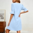 thumbnail image 6 of EYNMVR Shift Dress for Women V Neck Ruffle Sleeve Loose Summer Office Work Casual Dress, 6 of 7