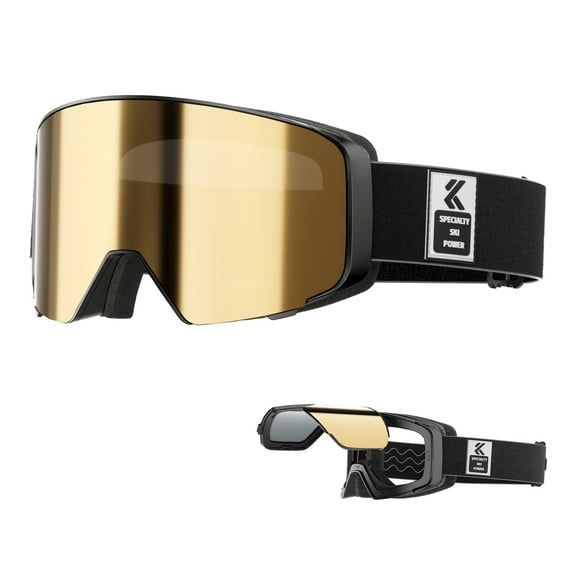 KAPVOE Ski Goggles Photochromic & Color - Anti-fog Magnetic Flip-Up Lens OTG UV400 Protection Helmet Compatible