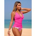 thumbnail image 2 of Womens Tankini Swimsuits Smocked 2 Piece Bathing Suits Modest Tie Back Swimwear, 2 of 14