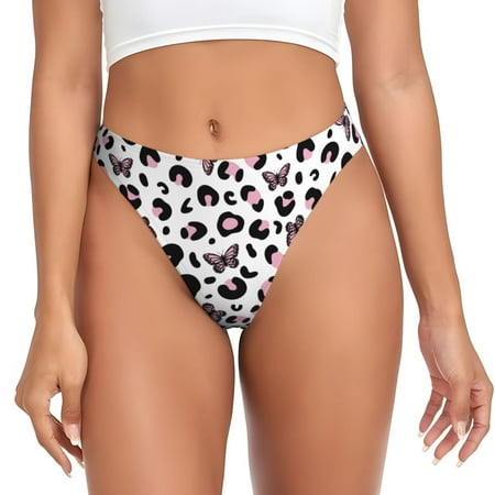 Thongs for Women - Leopard print butterfly No Show Seamless Womens Thongs Underwear  Soft Stretch G String Thongs for Women Cuteness Ladies Thong Bikini Panties Briefs
