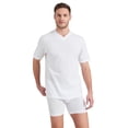 thumbnail image 4 of SCHIESSER Camiseta americana para hombres, paquete de 2 - 1/2 manga, camiseta interior, cuello en V Blanco XL (X-Large), 4 of 4