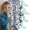 thumbnail image 3 of Blackout Kids Curtains,Blue Ethnic Geometric Patchwork Pattern Childrens Insulated Curtains Set Of 2,Bedroom Essentials,Toddler Room Decor 52x84in(132x213cm), 3 of 5