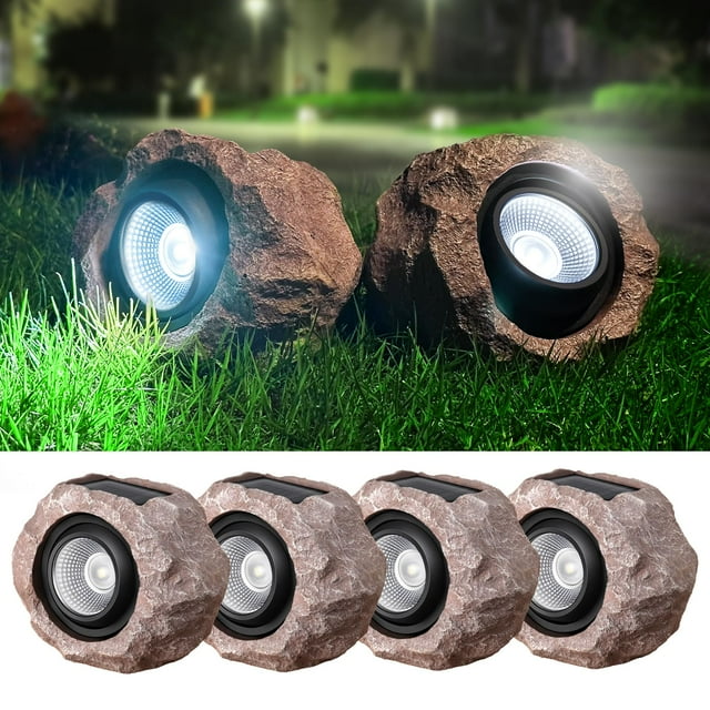 Focos solares Timeflies, paquete de 4, IP65, impermeables para exteriores