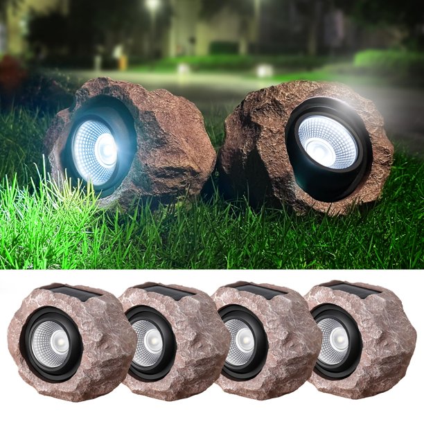 Focos solares Timeflies, paquete de 4, IP65, impermeables para exteriores