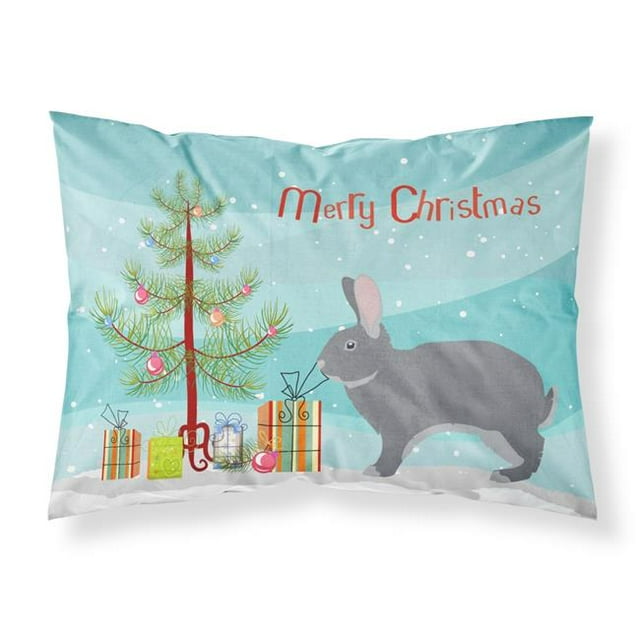 Carolines Treasures BB9333PILLOWCASE Giant Chinchilla Rabbit Christmas Fabric Standard Pillowcase
