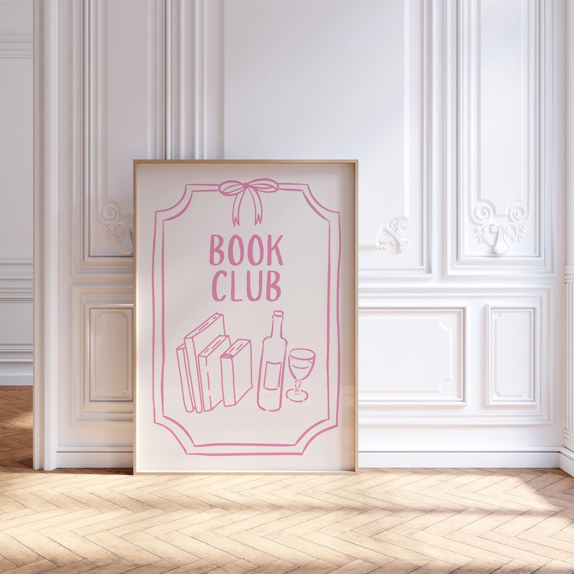 Book Club Wall Art Print Blush Reading Nook Decor