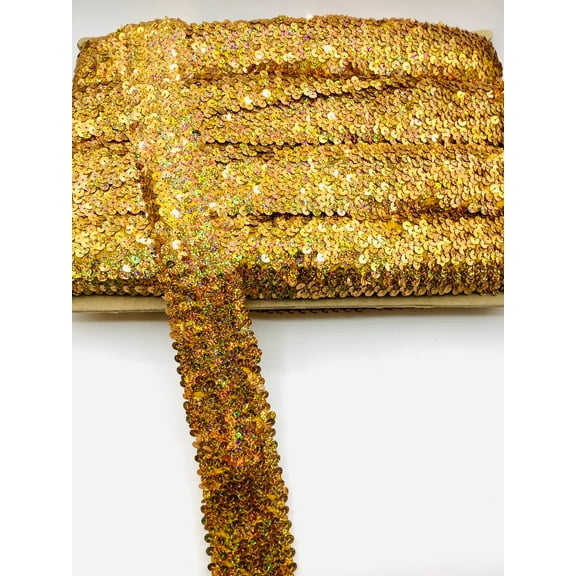 Gold Hologram 2" (5 Row) Stretch Sequin