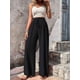 thumbnail image 4 of Pantalones de Salón de Pierna para Mujer, Cintura Alta, Ajustables, con Nudo de Lazo, Holgados. Negro M, 4 of 9