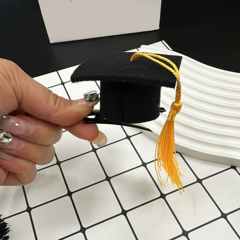 Leadrop Graduation Hat Hair Clip Felt Fabric Doctor Hat Shape Mini