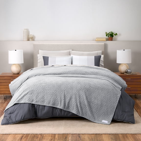 GAIAM Velvetloft Plush Blanket - Carved Texture, Ultra-Soft 100% Polyester -Twin Charcoal