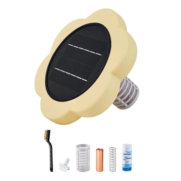 Solar Pool Ionizer Floating Automatic Water Cleaner Purifier Chlorine Free Up to 45000 Gal with Copper Anode Spring Brush Filter for Pools Spas