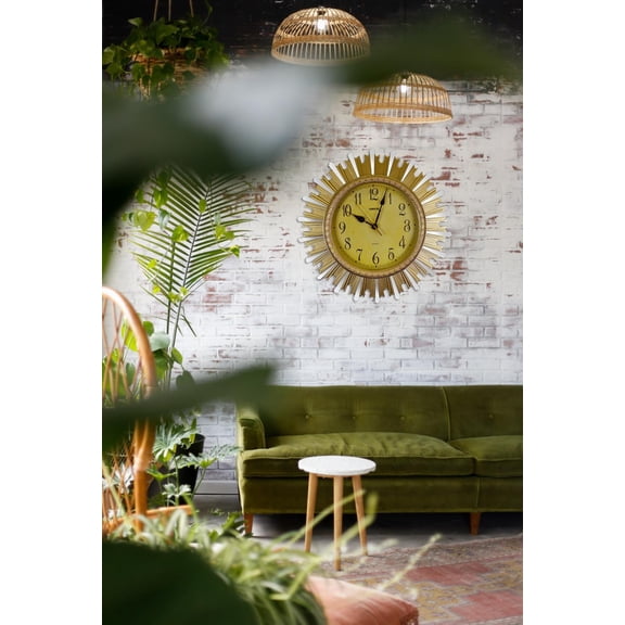 Three Star ZP916 18 in. Round Gold & Mirror Wall Clock