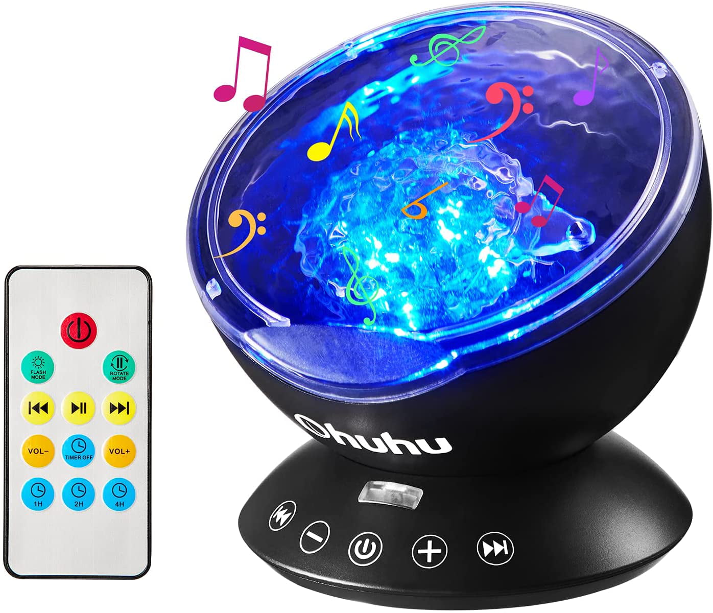 Rotating Ocean Wave Music Projector LED Bedroom Night Light Remote Lamp 7 Modes 