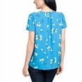 thumbnail image 3 of Hilary Radley Womens V-Neck Printed Blouse Size: L, Color: Blue & Off-White Floral, 3 of 4