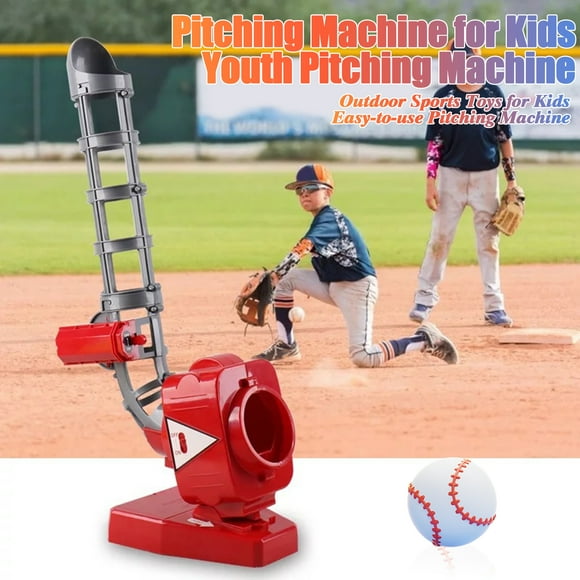 Kids Auto Baseball Pitching Machine Set Adjustable Angles Height Auto-Launch Practice Toy for Kids Outdoor Sports Toys