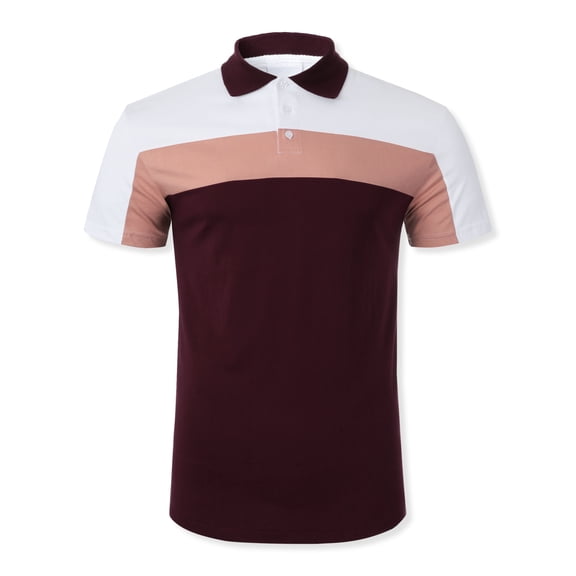 Hat and Beyond Men's Polo Stripe Designer Short Sleeve Tee Shirt