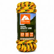 (3 pack) Ozark Trail Braided Polypropylene Blend Utility Line, 3/8 in x 25 ft, 195 lb Maximum Working Load, Multicolor