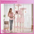 thumbnail image 1 of Large Cat Tree with 13 Scratching Posts, 2 Perches, Hammock, for Indoor Cats, Pink, 1 of 5