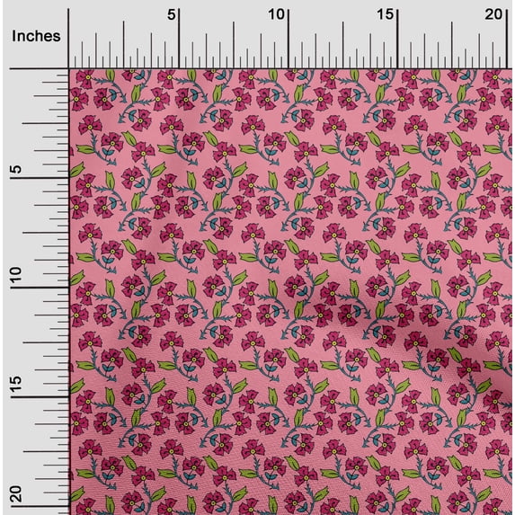 oneOone Cotton Poplin Fabric Leaves & Floral Block Print Fabric By Yard 42 Inch Wide