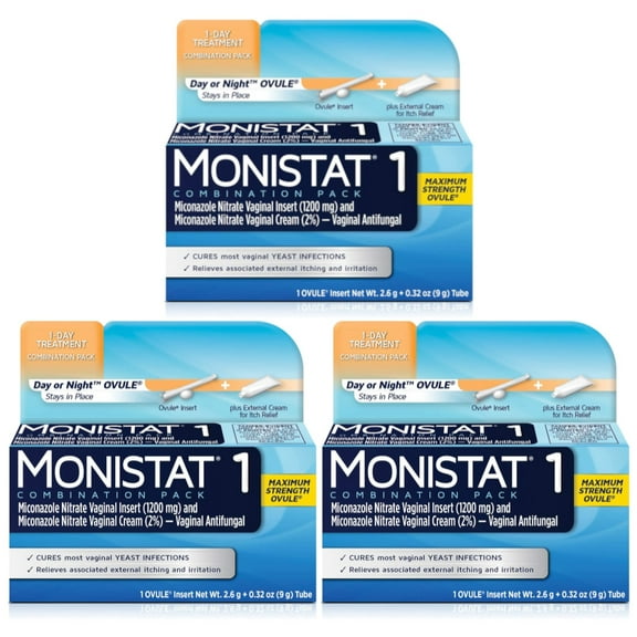 MONISTAT 1-Day Treatment Day or Night Combination, 1 kit (Pack of 3)