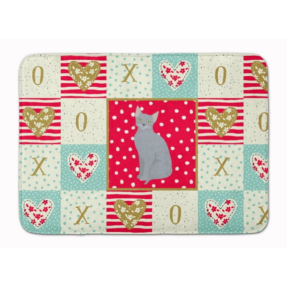 Carolines Treasures Russian Blue Cat Love Machine Washable Memory Foam Mat doormats, Multicolor