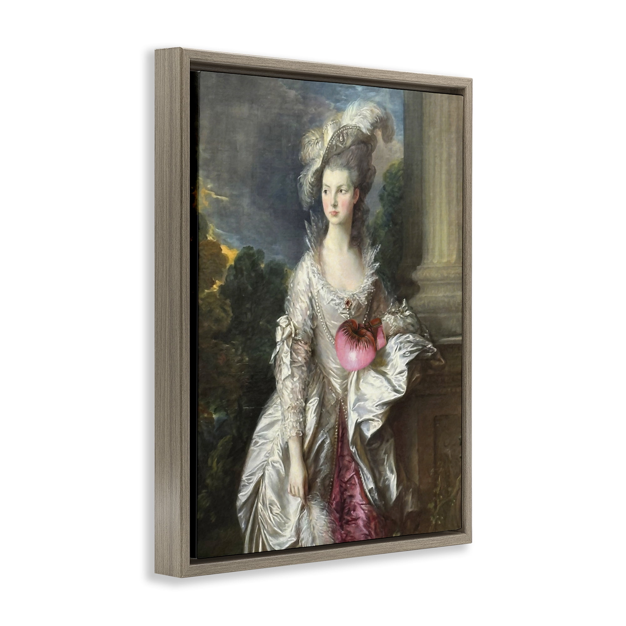 Stupell Industries Historical Lady with Boxing Glove Brown Framed Floater Canvas Wall Art, design by Grotto Studios