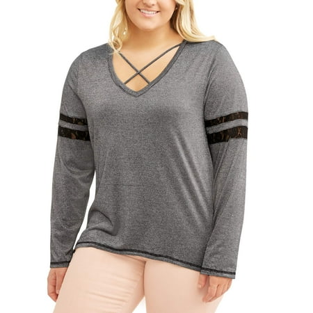 Junior Plus Strappy V-Neck High Low Top