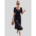 thumbnail image 2 of Vestido Largo para Mujer Vestido Midi Casual con Manga Corta Abullonada, 2 of 5