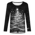 thumbnail image 6 of Horkkom Christmas Shirts for Women Holiday Party Xmas Tree Print Long Sleeve Shirts Plus Size Crewneck Christmas Tops M, 6 of 8