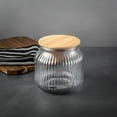thumbnail image 4 of (2 pack) Thyme & Table Small (2.2 L) Ribbed Glass Kitchen Organization Jar with Bamboo Lid, Clear, 4 of 6