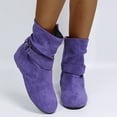 thumbnail image 5 of Penkiiy Women Suede Slouch Mid Calf Low Heel Casual Slip On Ankle Bootie 39 Purple, 5 of 9