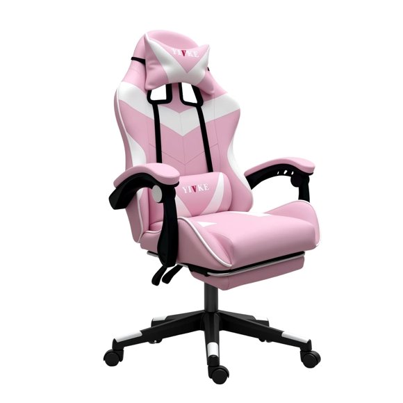 Yivke Gaming Chair, Ergonomic PU Leather Gaming Chairs for Adults 200lbs with Footrest and Massage Lumbar Support, Office Video Game Chairs with Adjustable Height and Backrest