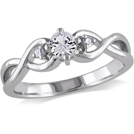 Miabella 1/3 Carat T.G.W. Created White Sapphire and Diamond-Accent Sterling Silver Infinity Promise Ring