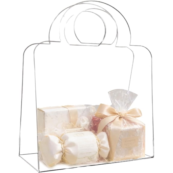 Acrylic Box with Handle, Small Handbag Storage Container, Clear Gift Box for Wedding Birthday Easter Christmas Children’s Day Thanksgiving Graduation, Small Business Party Favors