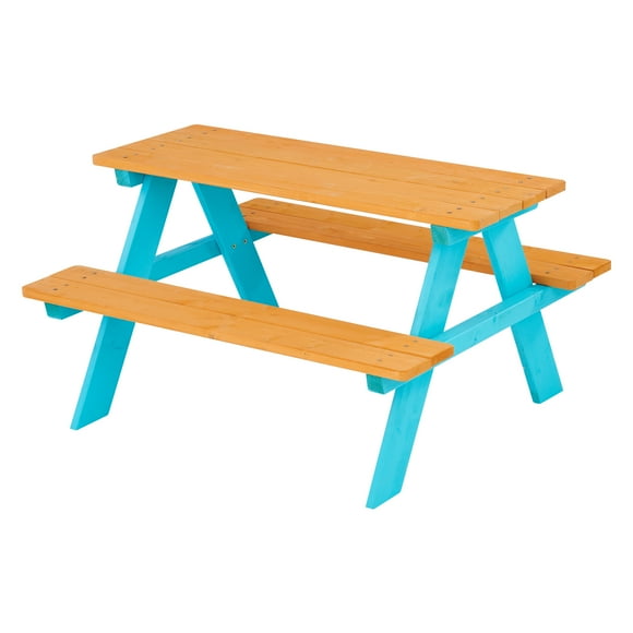 Teamson Kids Picnic Table & Chair Set Childrens Garden Outdoor Wood Petrol