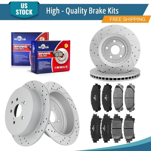 YXPCARS 12PCS Brake Kits, Brake Rotors Ceramic Brake Pads for Toyota Sienna Highlander Lexus RX350 RX450h, Front Rear (31511, 31544, D1324, D1391)