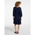 thumbnail image 4 of Time and Tru Women's Tiered Mini Dress with ¾ Sleeves, Sizes XS-XXXL, 4 of 5