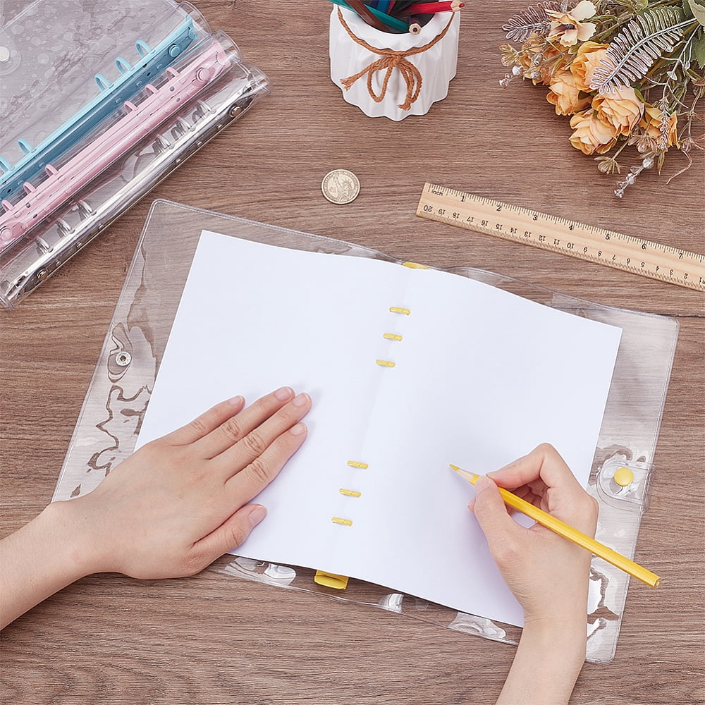 4Pcs A5 Transparent Soft PVC 6-Ring Binder Cover 4Color Soft Notebook Planner Folder PVC Covers Binder 6-Hole Binders Notebook