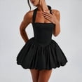 thumbnail image 4 of Vestido Halter Sin Mangas para Mujer, Informal, con Lazo, Espalda Descubierta, Corsé, Vestido de Fiesta con . Negro XS, 4 of 10