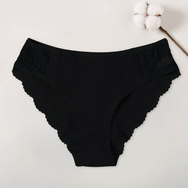 LEEy-world Underwear Women Underpants Sexy Panties Underwear Panties Bikini  Solid Womens Briefs Knickers Cotton Panties Gift For Womens 2023 Black,L 