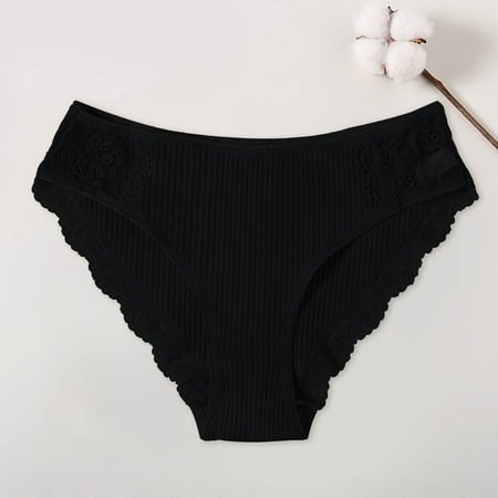 

Qazqa Casual Shorts Panties For Women Mesh Bow Embroidered Transparent String Underwear Back Bandage Hollow Out Panties String Briefs Black XXL