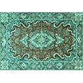 thumbnail image 1 of Ahgly Company Machine Washable Indoor Rectangle Medallion Turquoise Blue Traditional Area Rugs, 3' x 5', 1 of 4