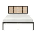 thumbnail image 2 of Full Size Metal Platform Bed - Dark Bronze, Faux Cane Headboard, Casual Coastal Bedroom Furniture, 56.5"x77.5", Box Spring Free, Metal Frame Bed, 2 of 7