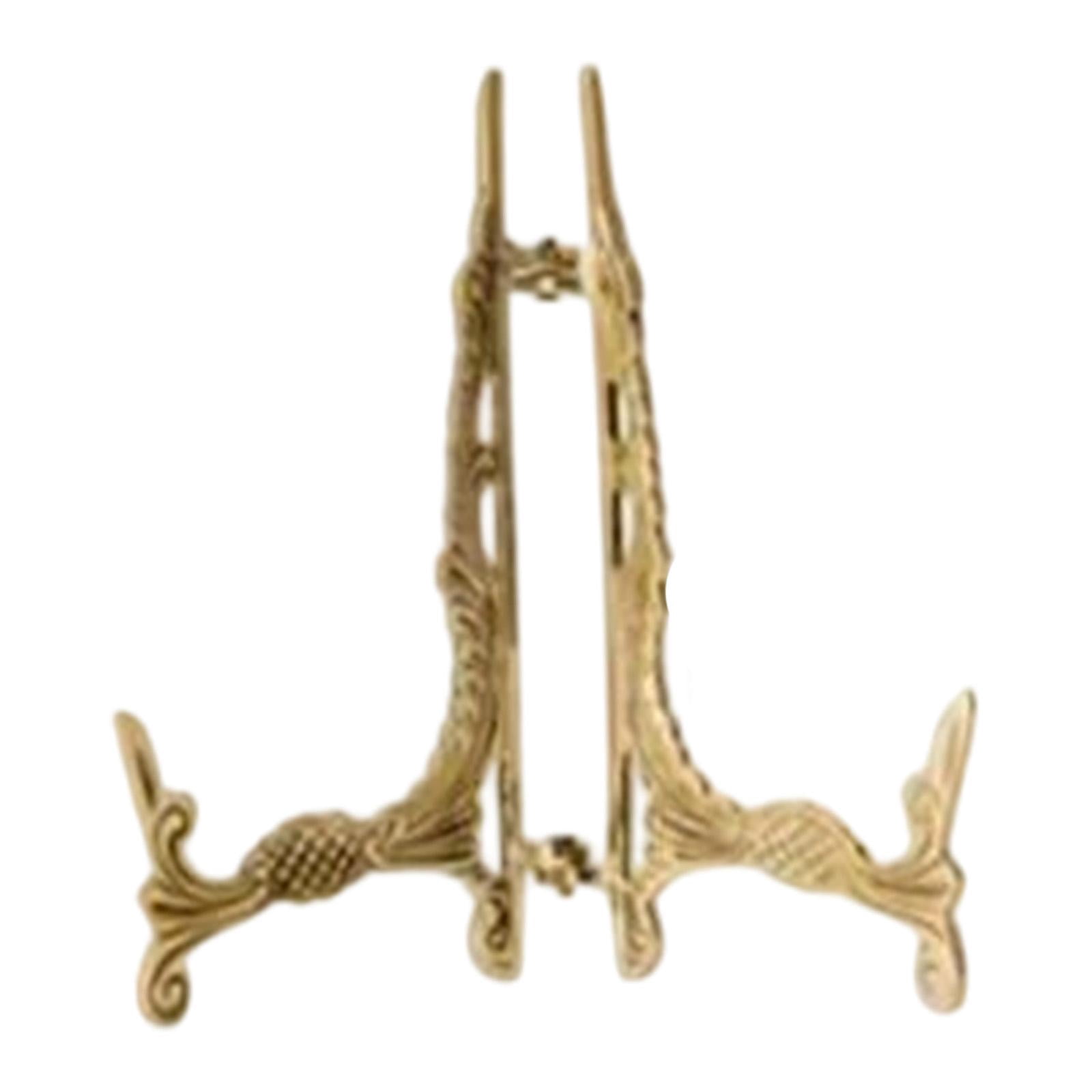 WLPZXP Adjustable Brass Plate Display Stand Folding Easel Tabletop Book Dish Holder for Style B