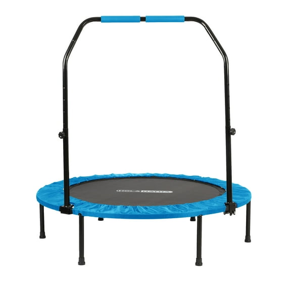 HolaHatha Foldable Mini Trampoline with Adjustable Handle, 40 Inch, Blue