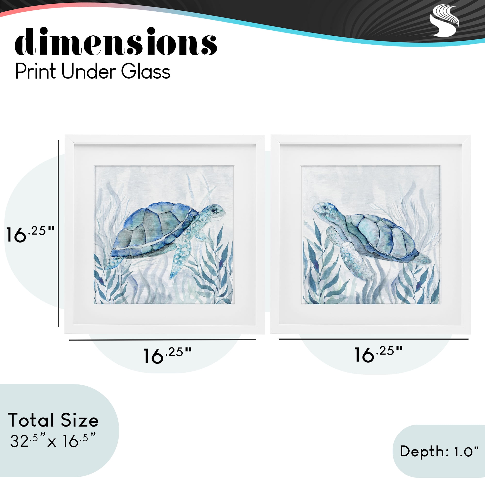 Stupell Industries Subtle Smiling Sea Turtles 2 Piece White Framed Print Under Glass Set, design by Janet Tava