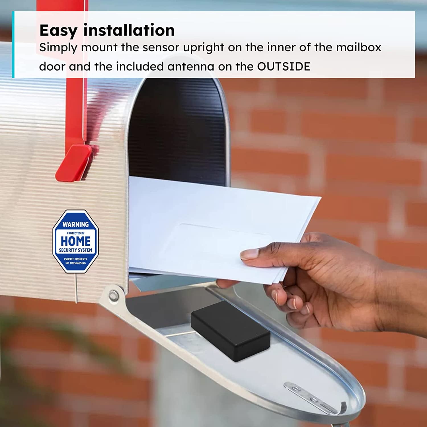Mailbox Notification System, 200ft Wireless Mailbox Alarm, Instant Alert, Easy DIY Installation, for Metal Mailbox, Curbside Mailbox