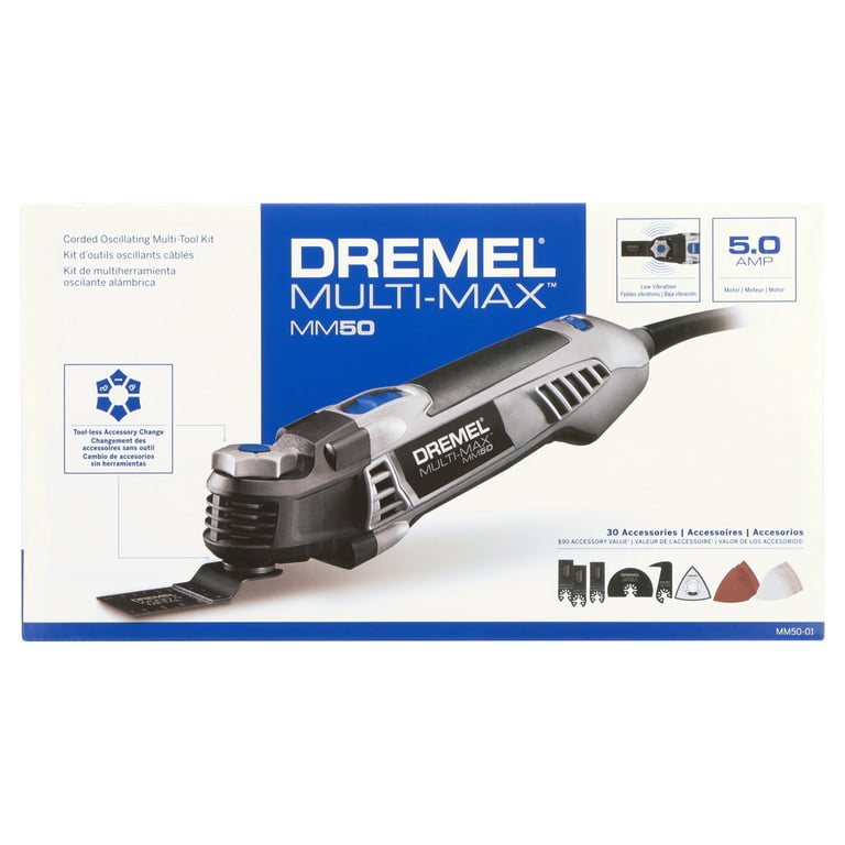 Dremel MM50-01 5-Amp Variable Speed Multi-Max Corded Oscillating Tool Kit  with 30 Accessories and Storage Bag, Great For Drywall, Nails, Removing
