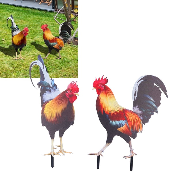 Estacas De Jardín De Gallina, Simulación 3D, Inserción De Pollo Acrílico, Escultura De Estatua De Gallo Realista Para Patio, Césped, Camino, Patio Trasero, Decoración Al Aire