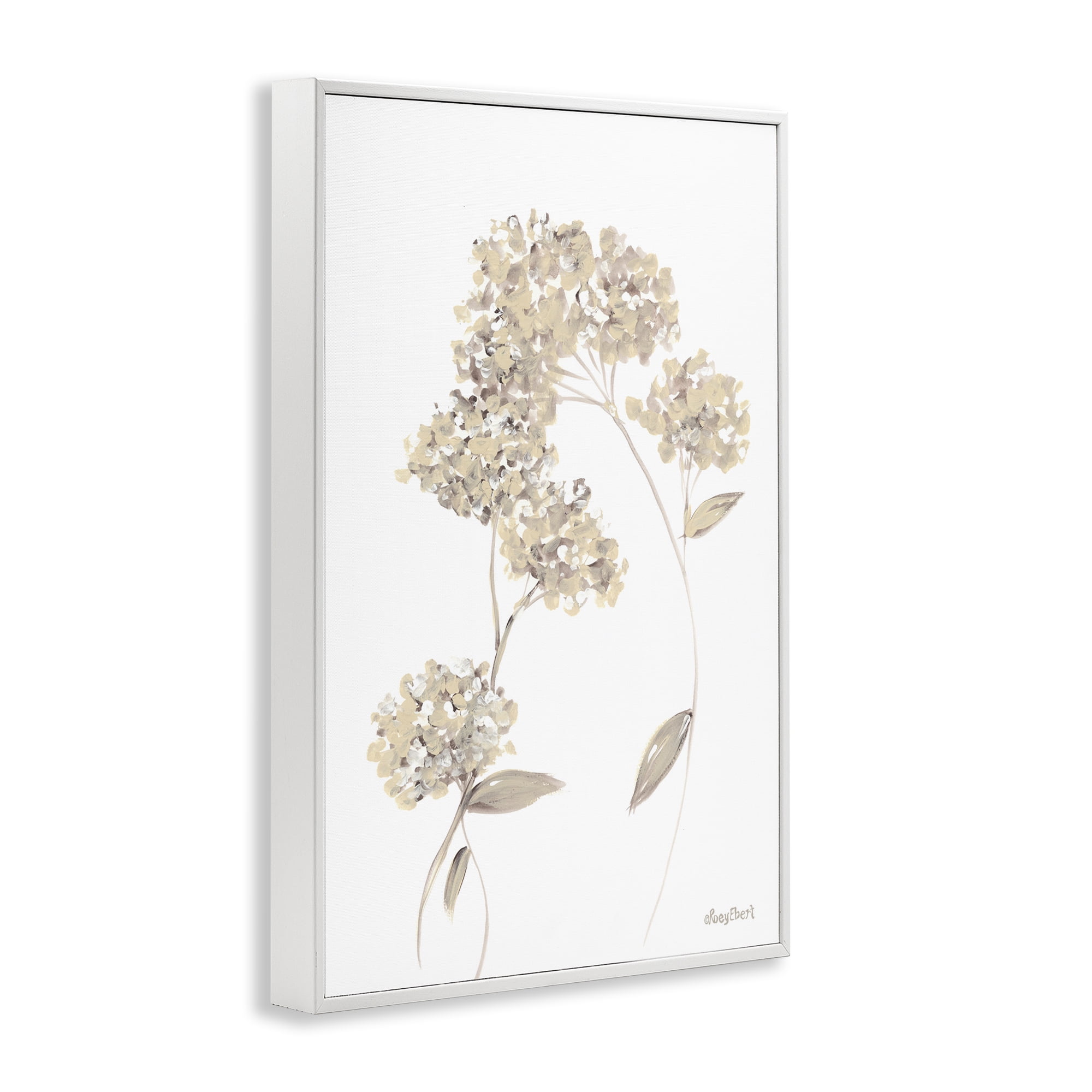 Stupell Industries Neutral Geranium Florets Botanical & Floral Painting White Framed Art Print Wall Art, 16 x 24